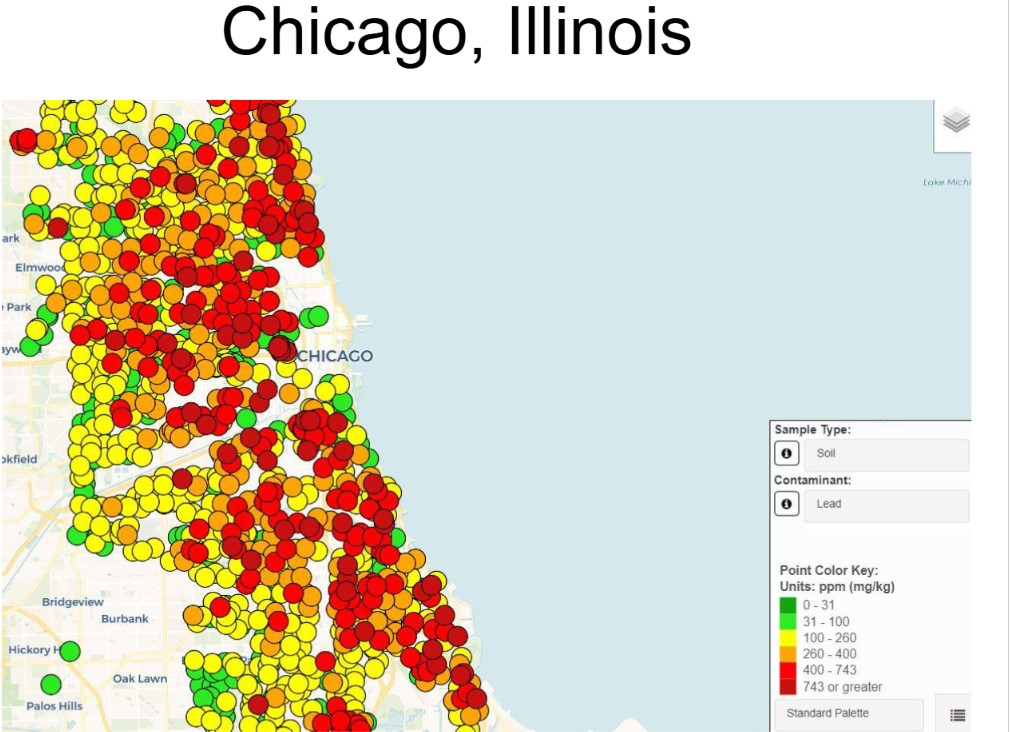 Chicago Blood Lead Greater than 5 micrograms per decilitre 1995